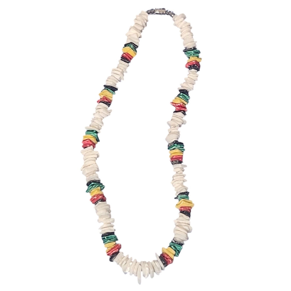 18" Puka Shell Colorful Beaded Necklace